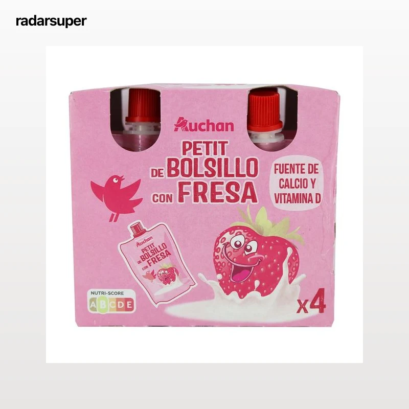 AUCHAN Petit suisse para llevar con fresa 4 x 90 g. Producto Alcampo