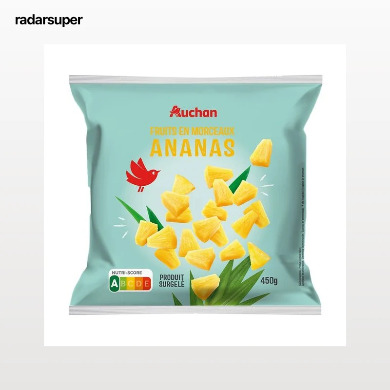 AUCHAN Piña en trozos ultracongelada 450 g.