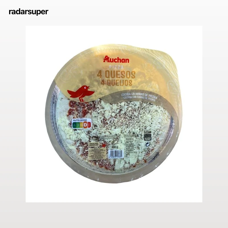 AUCHAN Pizza 4 quesos cocida en horno de piedra 400 g. Producto Alcampo