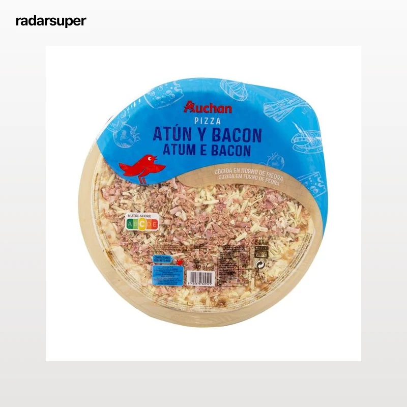 AUCHAN Pizza de atún y bacon cocida al horno de piedra 400 g. Producto Alcampo
