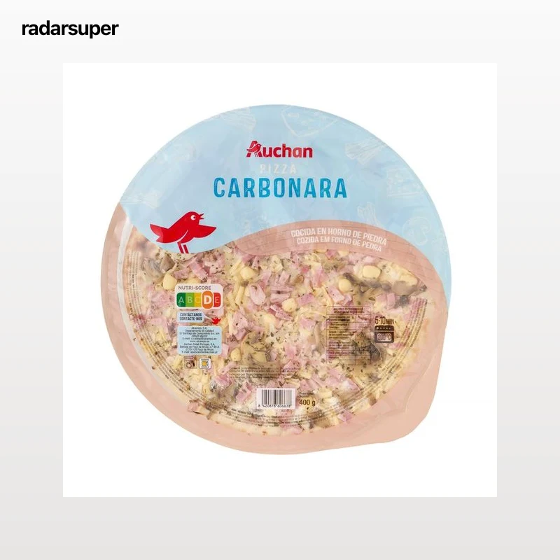 AUCHAN Pizza carbonara cocida en horno de piedra 400 g. Producto Alcampo