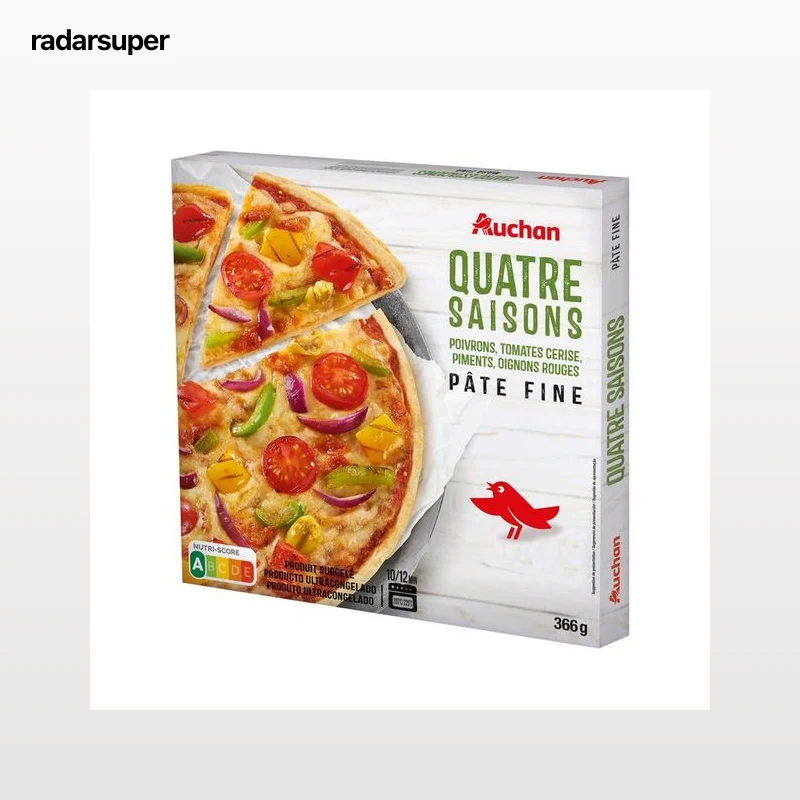 AUCHAN Pizza congelada de masa fina 4 estaciones 365 g. Producto Alcampo