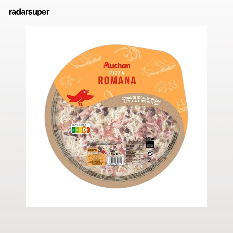 AUCHAN Pizza fresca Romana, cocida en horno de piedra 410 g. Producto Alcampo