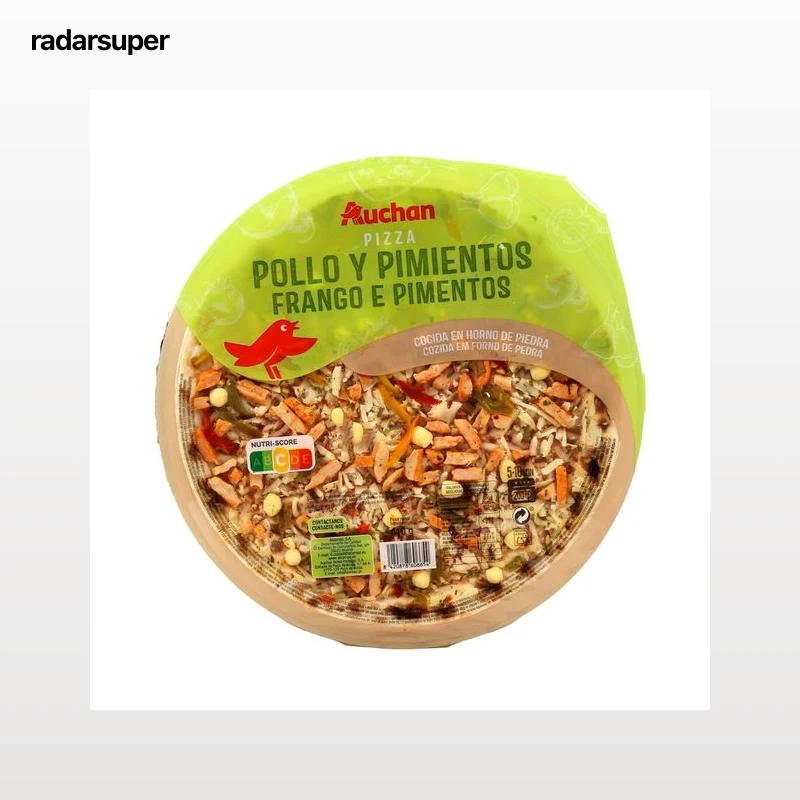 AUCHAN Pizza de pollo y pimientos cocida en horno de piedra 410 g. Producto Alcampo