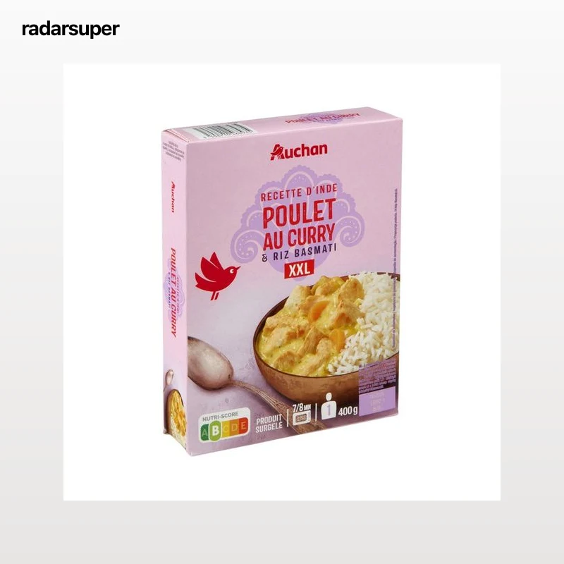 AUCHAN Pollo al curry con arroz Basmati 400 g Producto Alcampo.