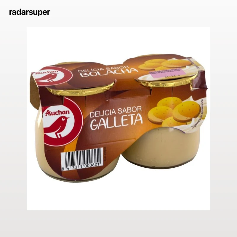 AUCHAN Postre lácteo con sabor a galletas 2 x 135 g. Producto Alcampo