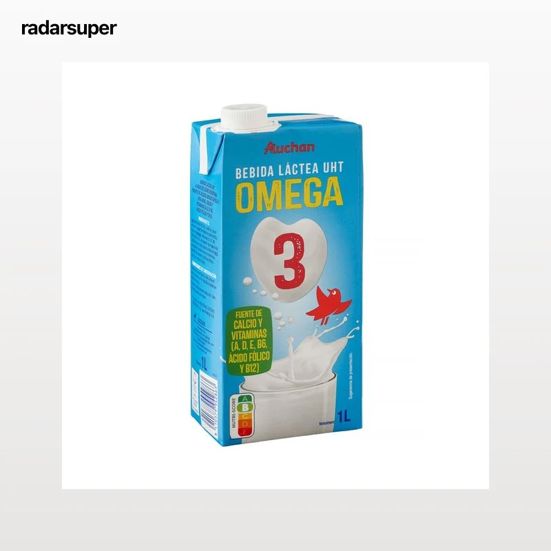 AUCHAN Preparado lácteo desnatado, enriquecido con Omega 3, calcio, ácido fólico y vitaminas A, D, E, B6 y B12 1 l. Producto Alcampo
