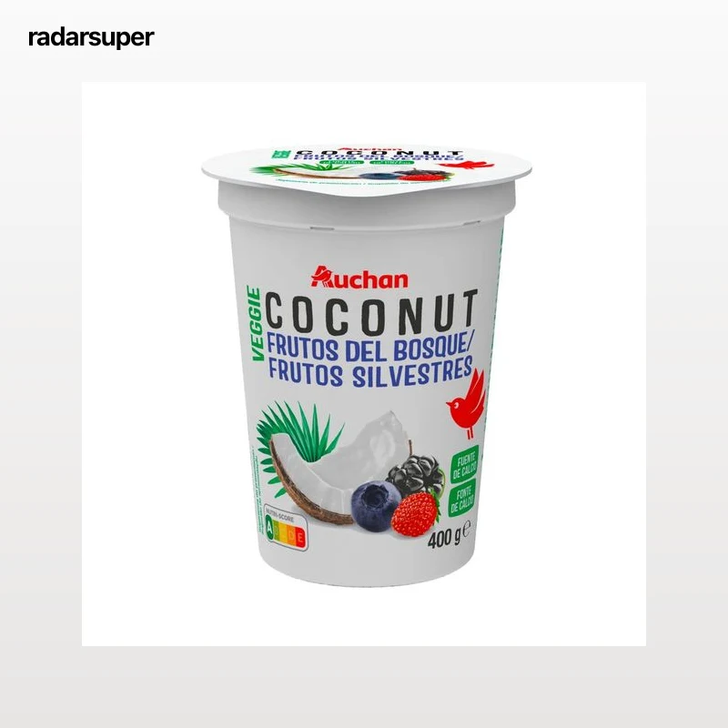 AUCHAN Producto vegetal de coco con frutas del bosque 400 g. Producto Alcampo.