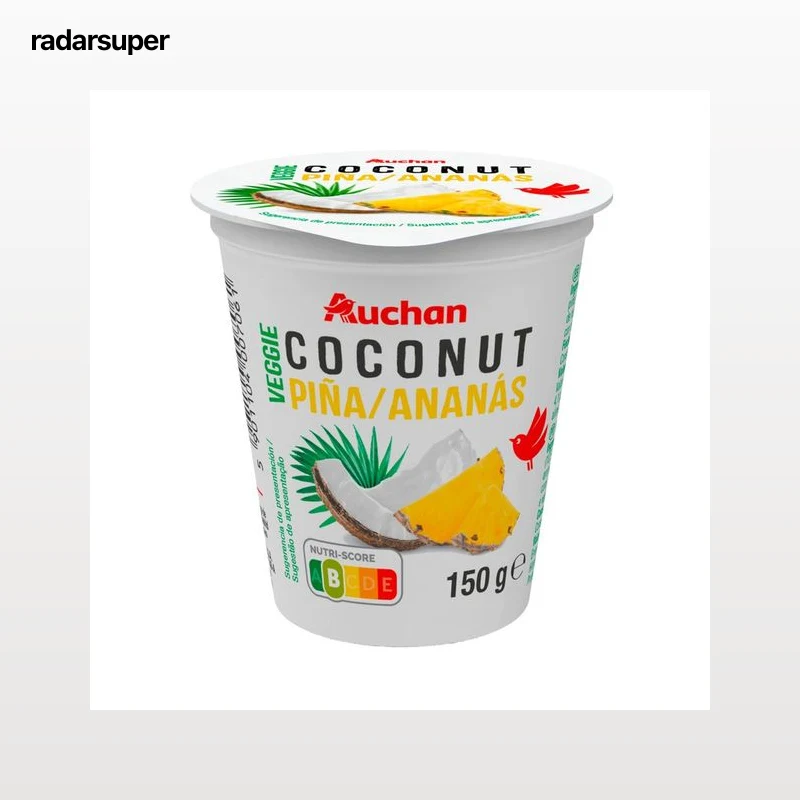 AUCHAN Producto vegetal de coco con piña sin azúcar añadido 150 g.  Producto Alcampo.