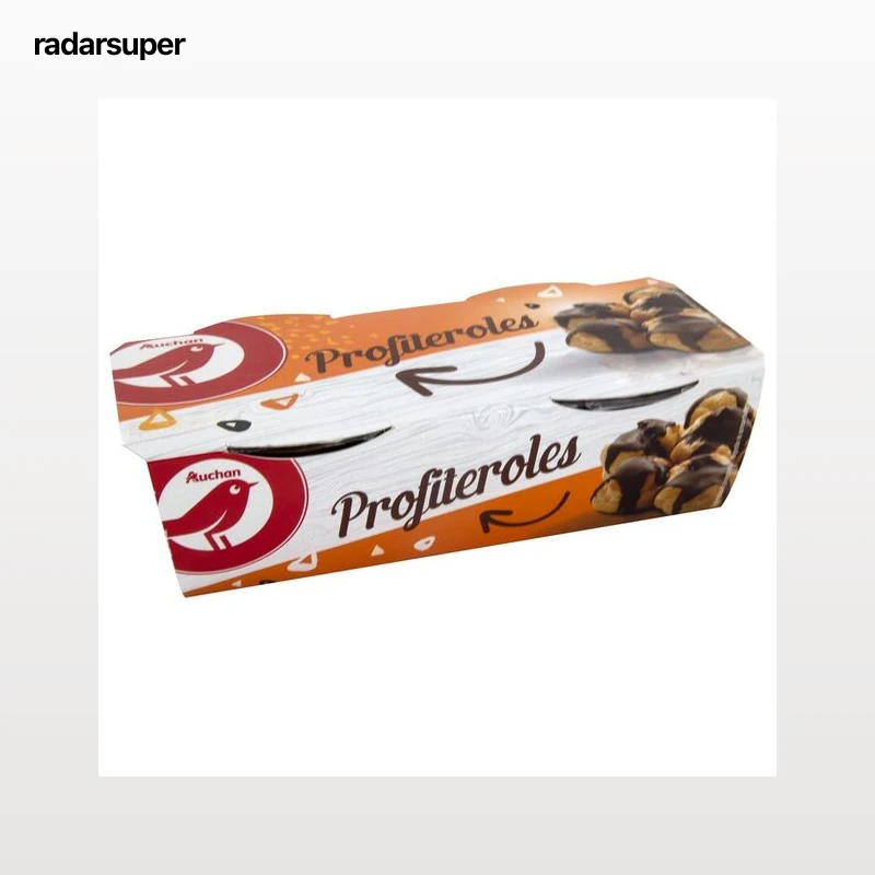 AUCHAN Profiteroles bañados en salsa de chocolate 2 x 90 g. Producto Alcampo