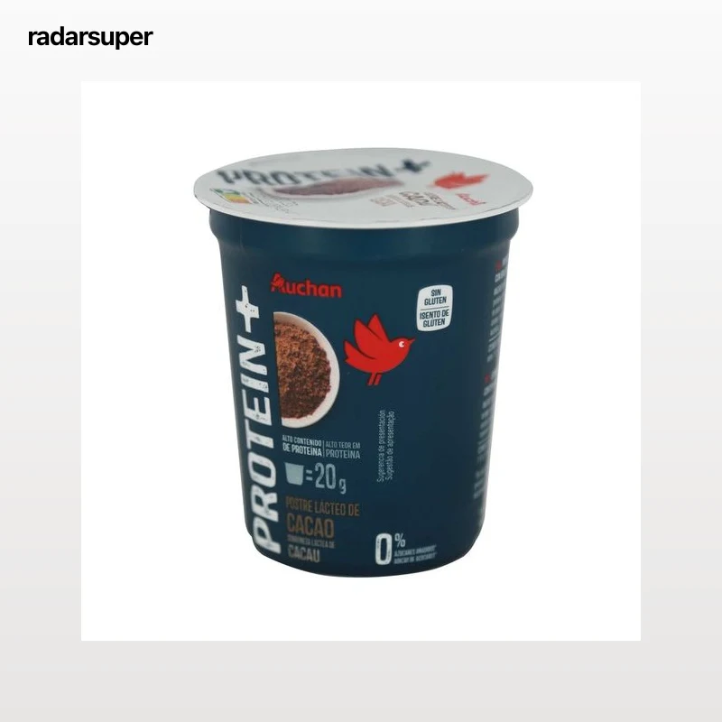 AUCHAN Protein + Postre de cacao, sin grasa ni azúcares añadidos y con alto contenido en proteína 200 g. Producto Alcampo