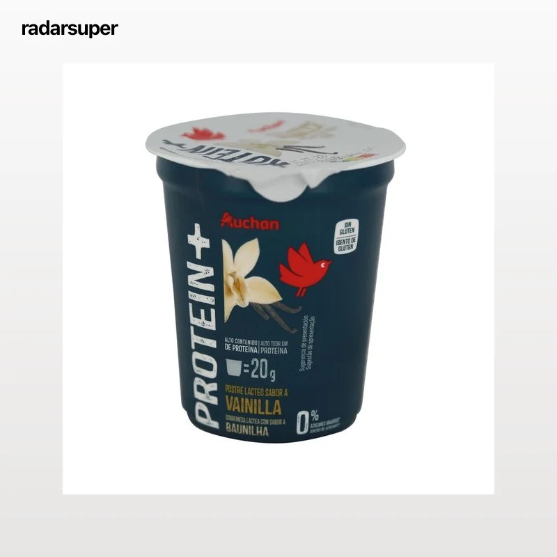 AUCHAN Protein + Postre de vainilla, sin grasa ni azúcares añadidos y con alto contenido en proteína 200 g. Producto Alcampo