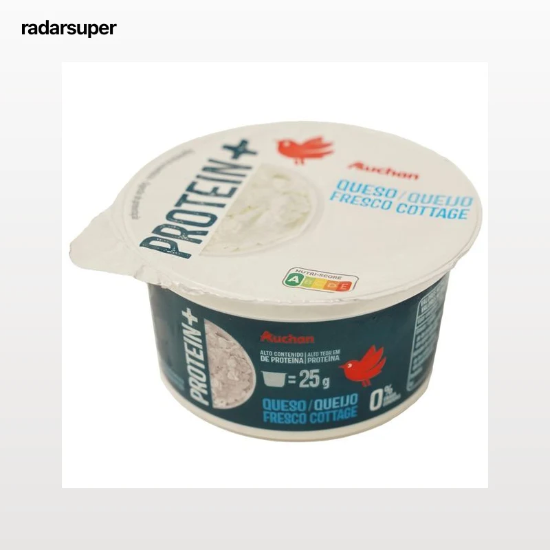 AUCHAN Protein + Queso fresco granulado (cottage) con alto contenido en proteina 200 g. Producto Alcampo