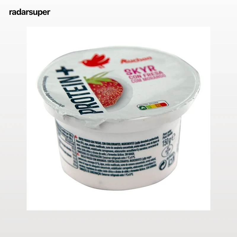 AUCHAN Protein + Skyr de fresa sin grasa ni azúcares, con alto cotenido en proteína 150 g. Producto Alcampo