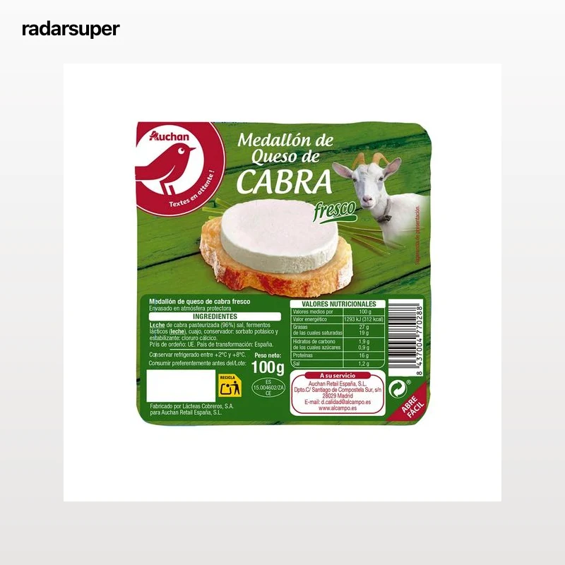 AUCHAN Queso de cabra (medallón) 100 g. Producto Alcampo