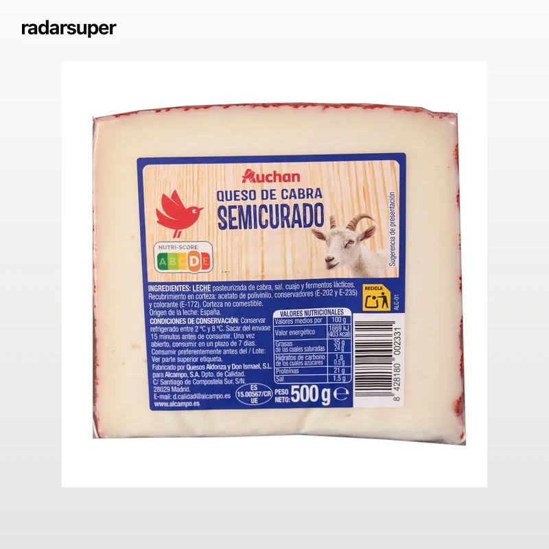 AUCHAN Queso de cabra semicurado 500 g Producto Alcampo.