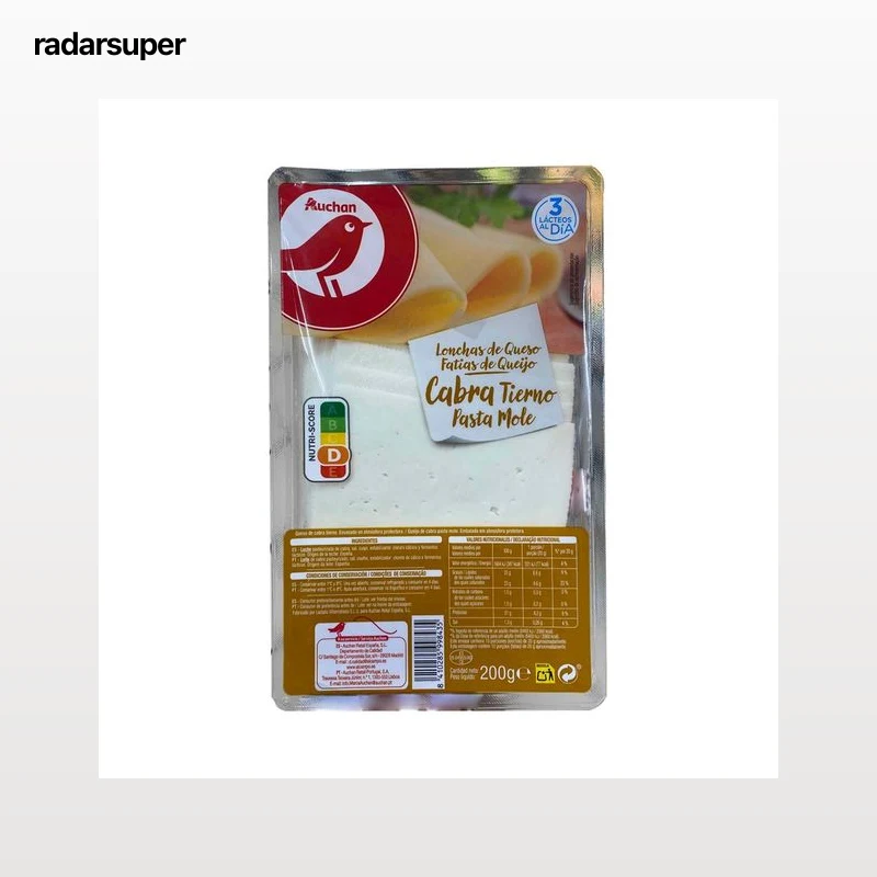 AUCHAN Queso de cabra tierno en lonchas 200 g. Producto Alcampo