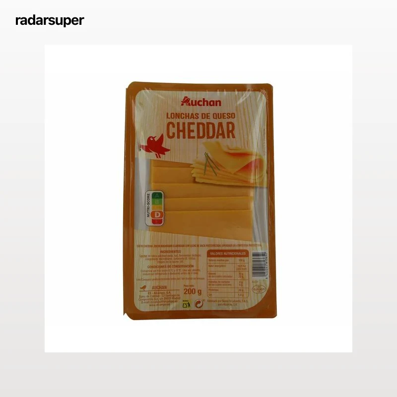 AUCHAN Queso Cheddar en lonchas 200 g. Producto Alcampo