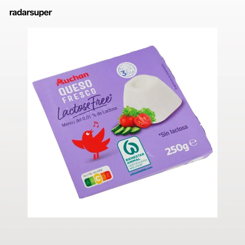 AUCHAN Queso fresco sin lactosa 4 uds. x 62,5 g. Producto Alcampo