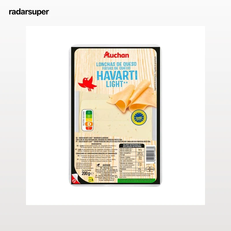 AUCHAN Queso Havarti light IGP en loncha 200g