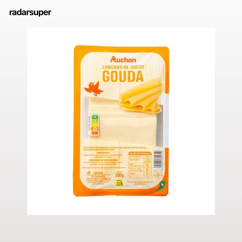 AUCHAN Queso en lonchas Gouda 200 g Producto Alcampo.