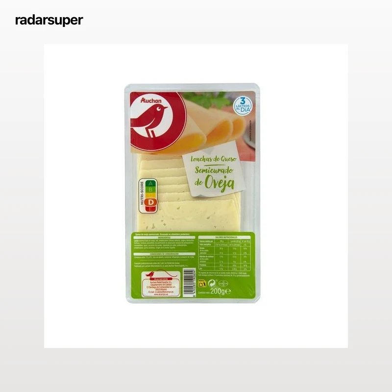AUCHAN Queso en lonchas semicurado de oveja 200 g. Producto Alcampo