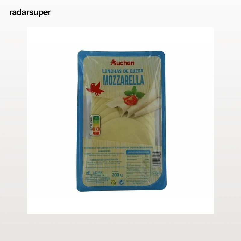 AUCHAN Queso Mozzarella en lonchas 200 g. Producto Alcampo