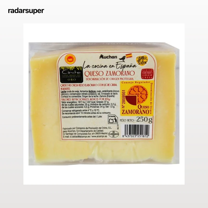 AUCHAN Queso de oveja viejo zamorano con denominación d eorigen protegida 250 g Producto Alcampo.