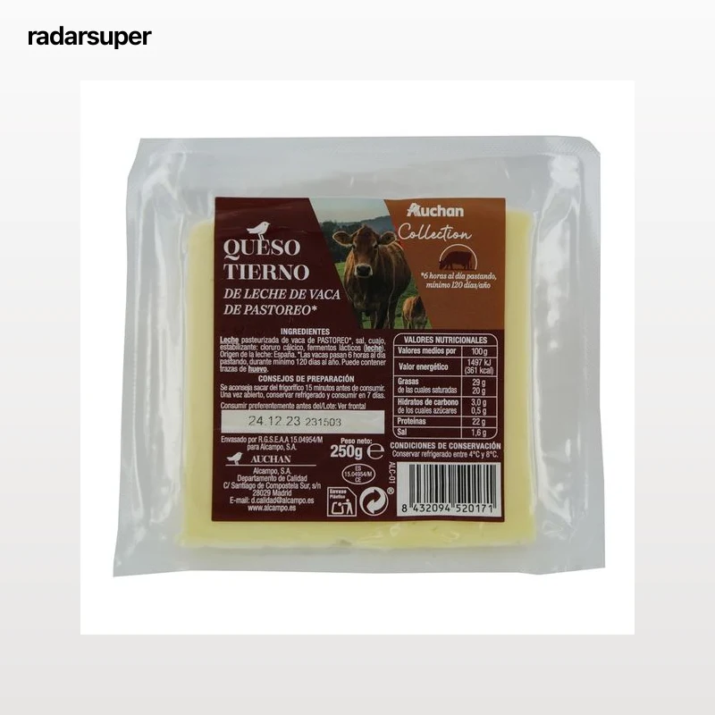 AUCHAN Queso vaca de pastoreo collection cuña 250 g. Producto Alcampo