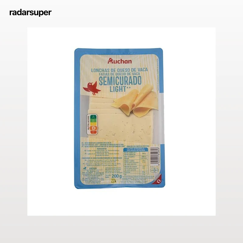 AUCHAN Queso de vaca semicurado light en lonchas 200 g Producto Alcampo.