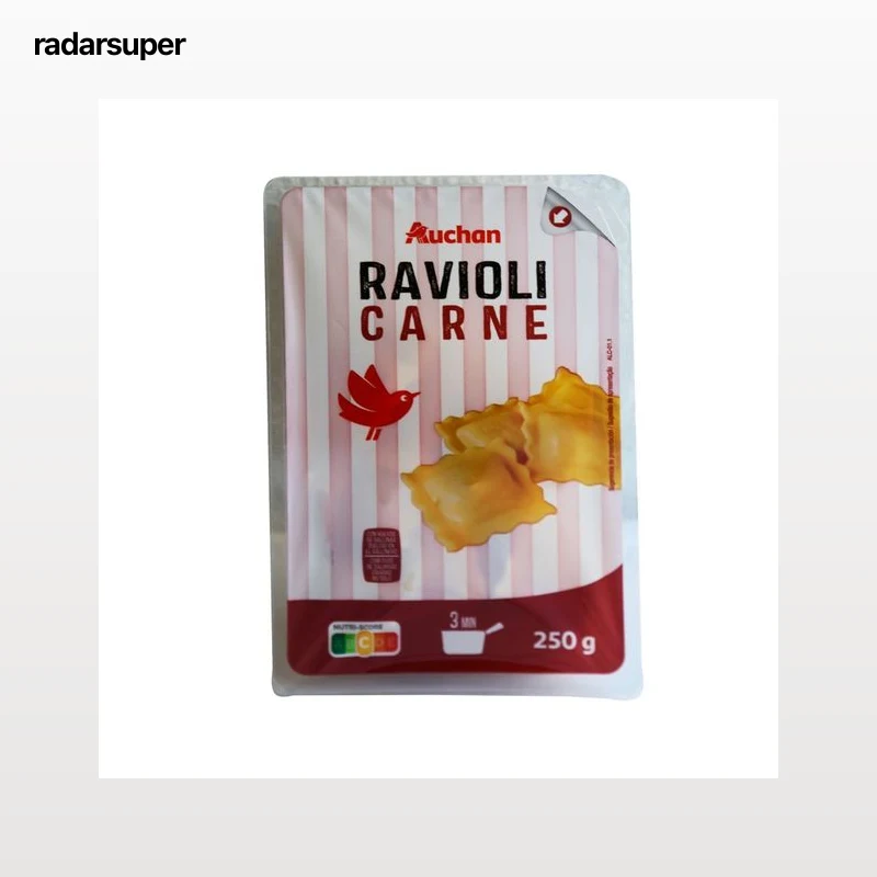 AUCHAN Raviolis frescos al huevo rellenos de carne 250 g. Producto Alcampo