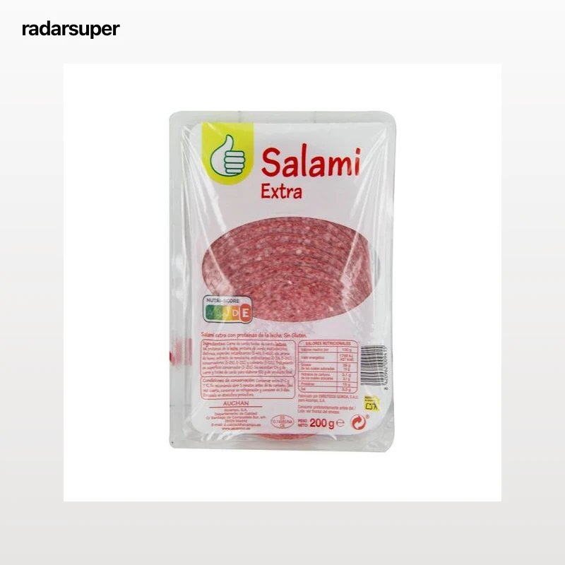 AUCHAN Salami extra sin gluten, cortado en lonchas 200 g. Producto Alcampo