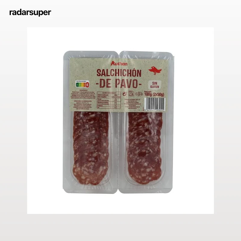 AUCHAN Salchichón de pavo cortado en lonchas 100 g. Producto Alcampo