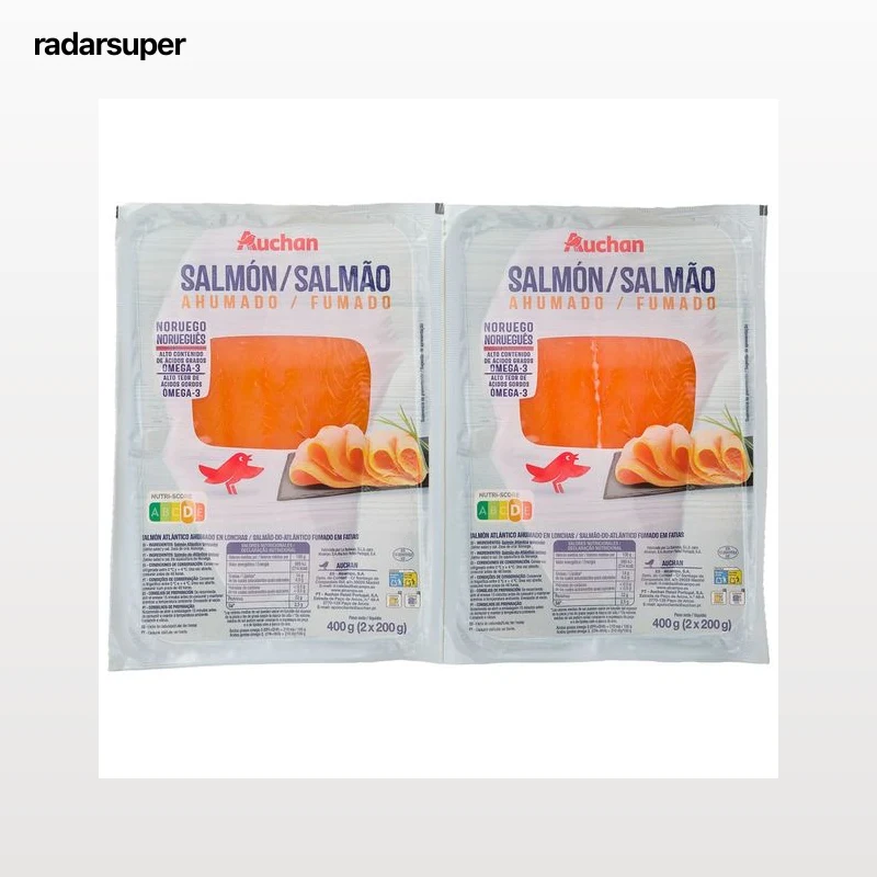AUCHAN Salmón ahumado bipack 2 x 200 g Producto Alcampo.