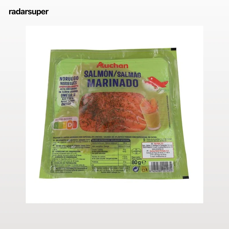 AUCHAN Salmón marinado 80 g. Producto Alcampo