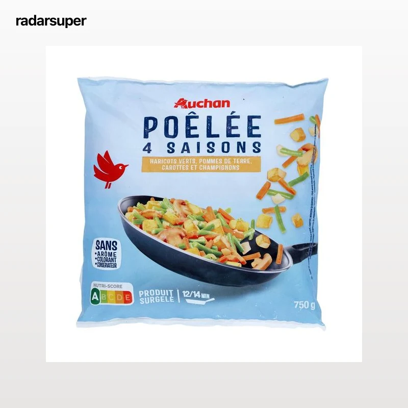 AUCHAN Salteado 4 estaciones (mezcla de veduras y patata prefrita) 750 g. Producto Alcampo.