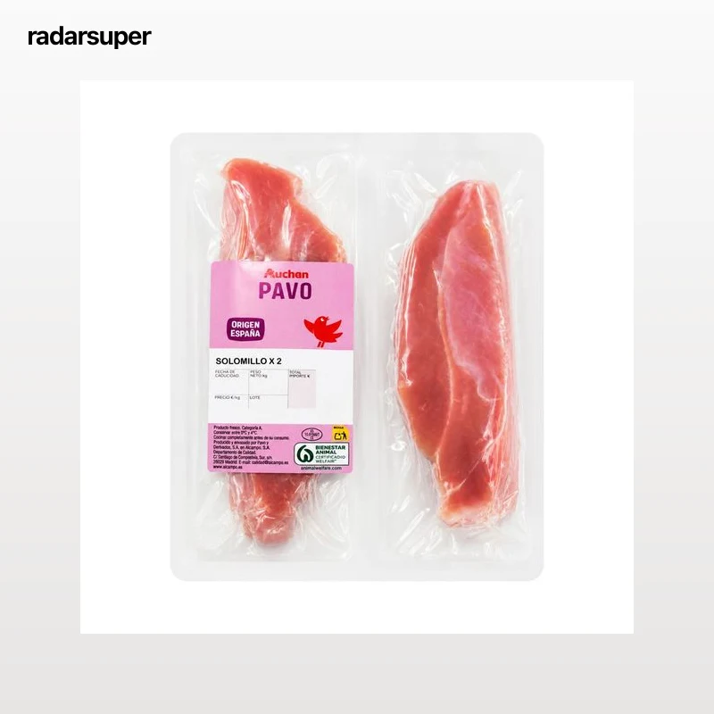 AUCHAN Solomillo de pavo al vacío, bipack Producto Alcampo.