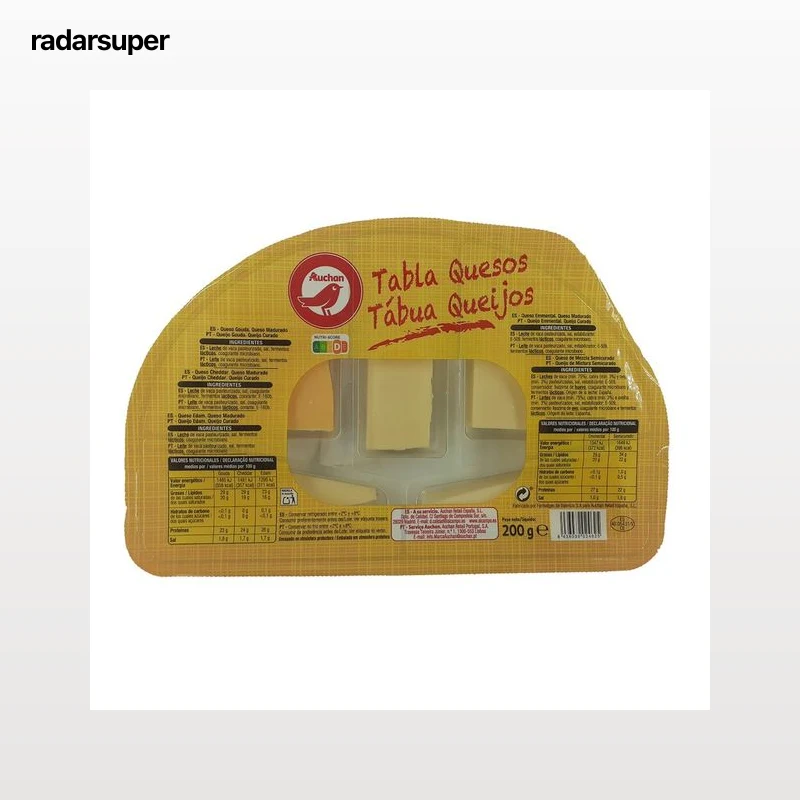 AUCHAN Surtido de quesos 200 g. Producto Alcampo