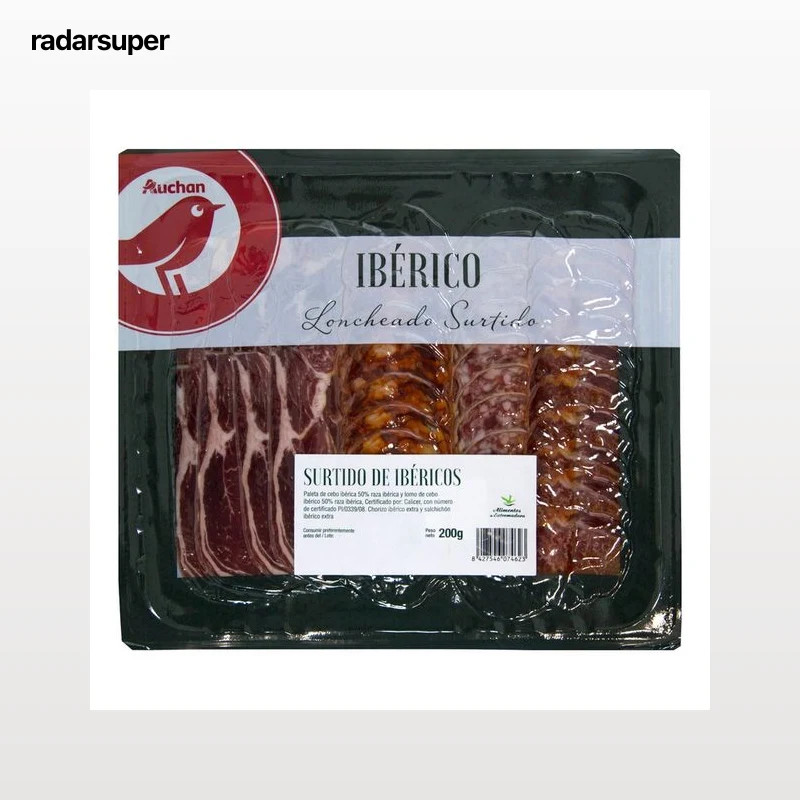 AUCHAN Tabla de embutidos ibéricos elaborados en Extremadura 200 g. Producto Alcampo