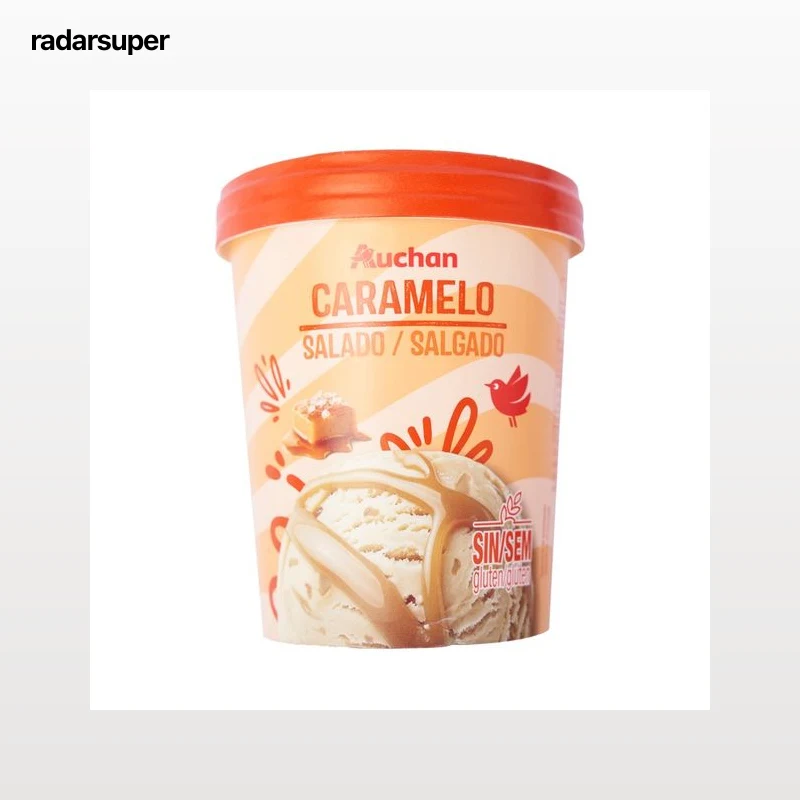 AUCHAN Tarrina de helado de caramelo salado 500 ml. 352 g.Producto Alcampo.