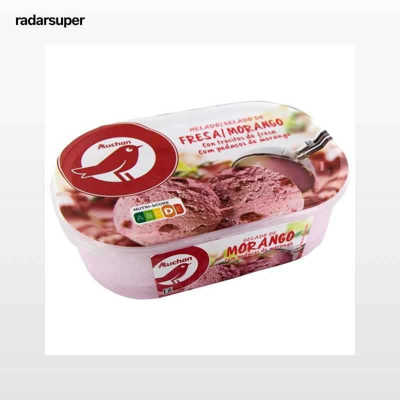 AUCHAN Tarrina de helado de fresa con trocitos de fresa 1 l Producto Alcampo.