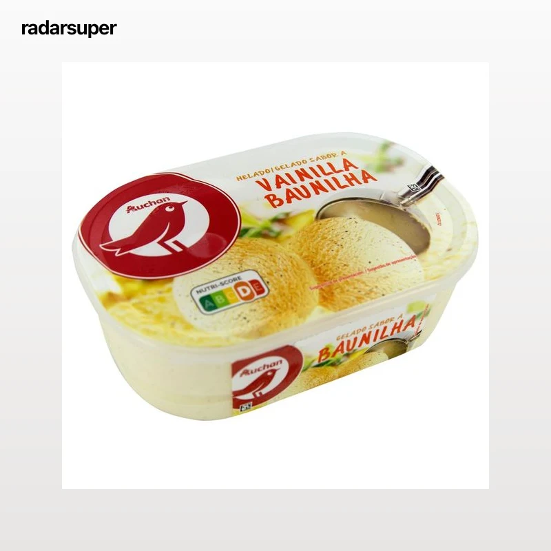 AUCHAN Tarrina de helado con sabor a vainilla 1 l. Producto Alcampo