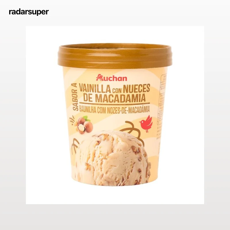 AUCHAN Tarrina de helado de vainilla de macadamia 500 ml. 350 g. Producto Alcampo.