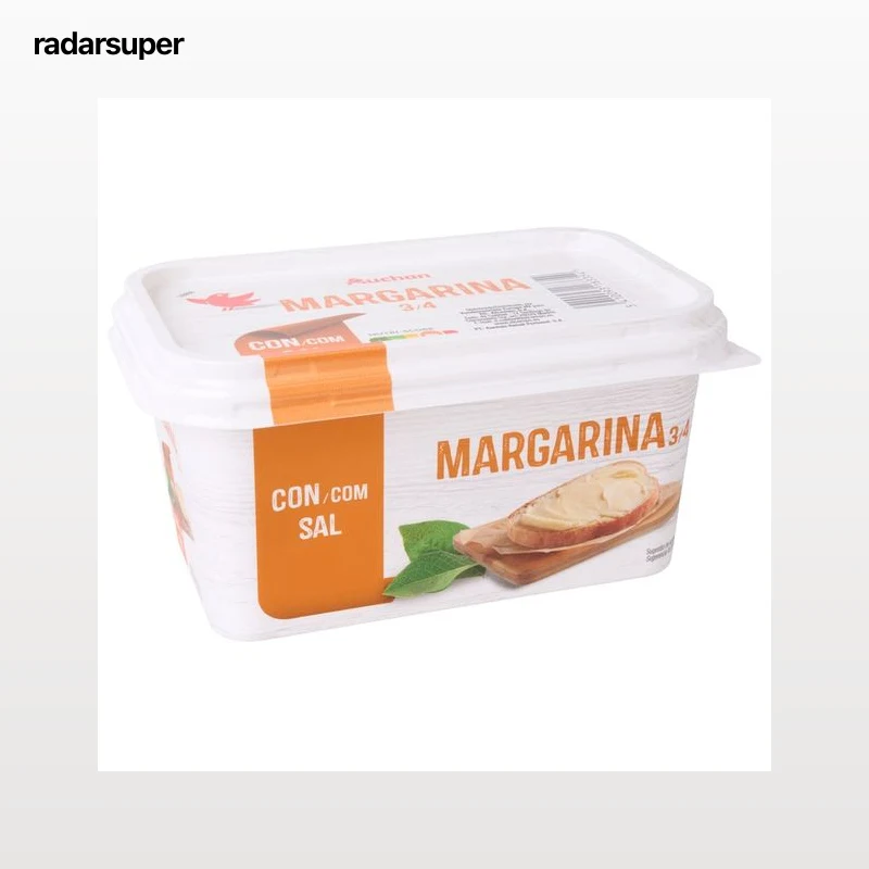 AUCHAN Tarrina de margarina vegetal 3/4 con sal 500 g. Producto Alcampo