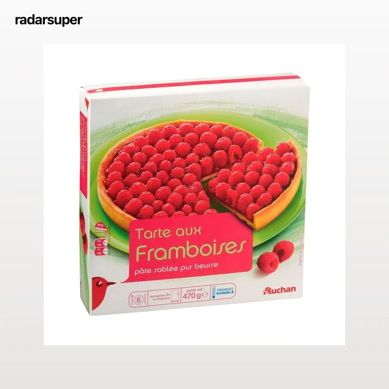 AUCHAN Tarta de frambuesa coon pasta sabée con mantequilla 470 g Producto Alcampo.