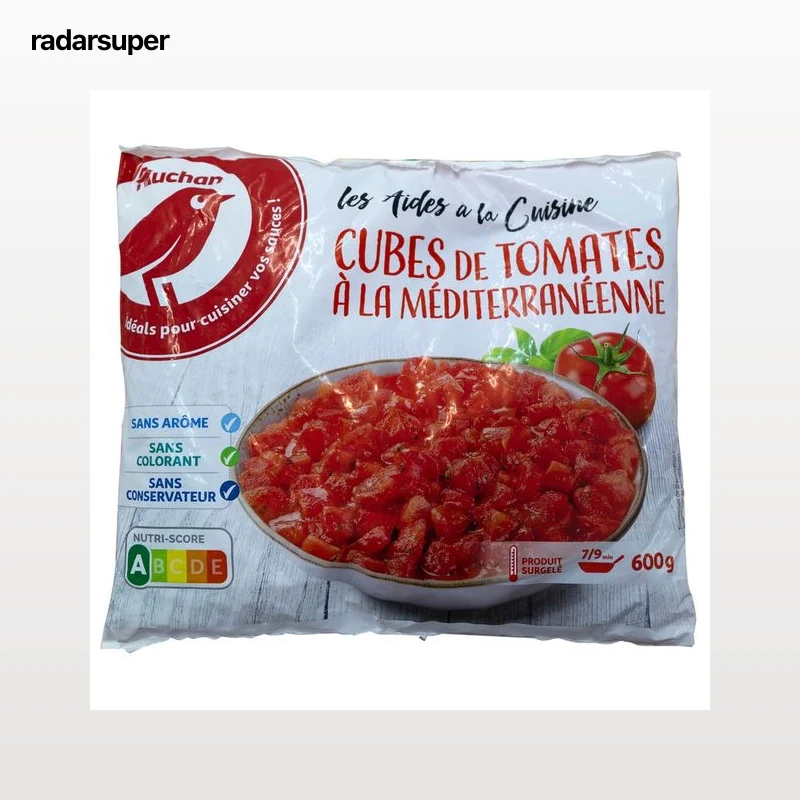 AUCHAN Tomate cortado en dados con salsa de tomate condimentada 600 g. Producto Alcampo