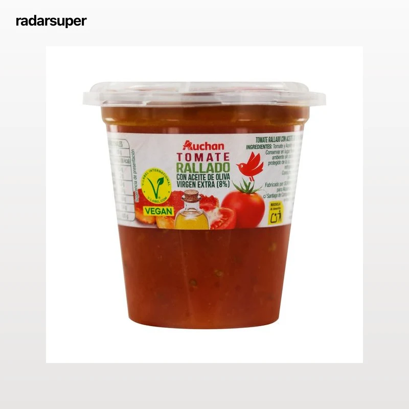 AUCHAN Tomate rallado con aceite de oliva virgen extra (8%) 230 g Producto Alcampo.