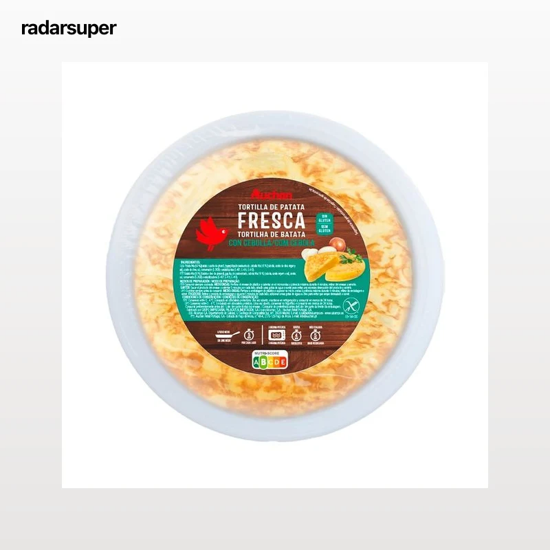 AUCHAN Tortilla fresca de patata, con cebolla y elaborada sin gluten 600 g Producto Alcampo.