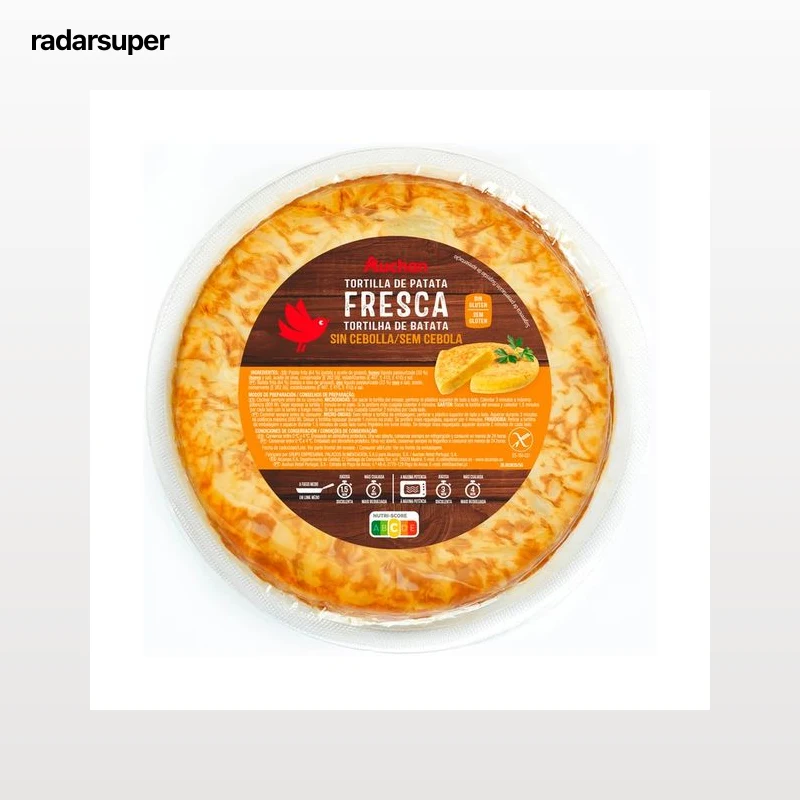 AUCHAN Tortilla fresca de patatas, sin cebolla y elaborada sin gluten 600 g. Producto Alcampo