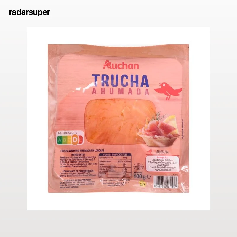 AUCHAN Trucha ahumada en lonchas 100 g. Producto Alcampo